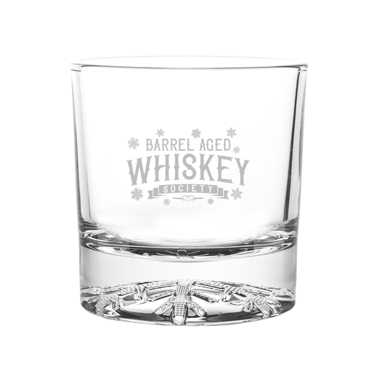 PRE-SALE!!   Barrel Aged Whiskey Society Holiday Snowflake Rocks Glass