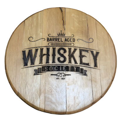 Barrel Aged Whiskey Society Laser Engraved Barrel Head