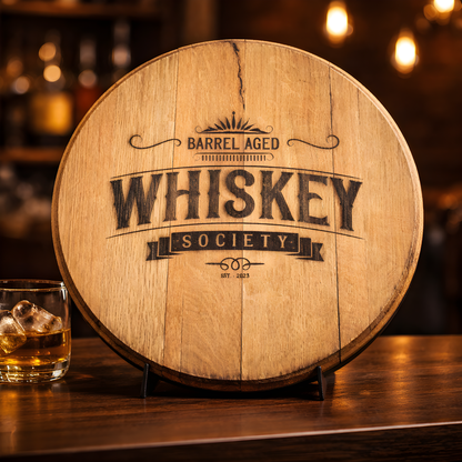 Barrel Aged Whiskey Society Laser Engraved Barrel Head